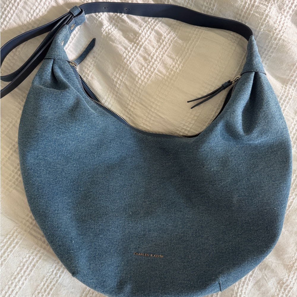Charles & Keith Denim Blue Hobo Shoulder Bag